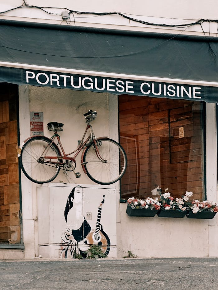 Crafting Captivating Headlines: Your awesome post title goes here Vintage bicycle decor at a Portuguese restaurant entrance in Lisbon, Portugal
